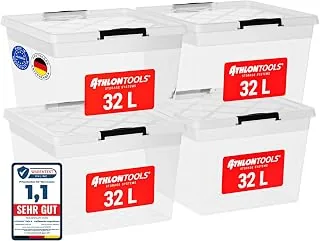Athlon Tools 4x 32L Aufbewahrungsbox mit Verschlussclips