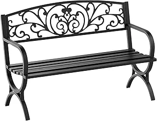 Outsunny 2-Sitzer Metall-Gartenbank 127cm, 240kg, Schwarz