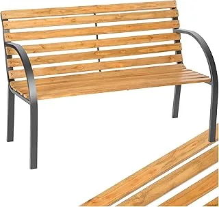 tectake 2-Sitzer Gartenbank Holz mit Gusseisen, 119,5 cm