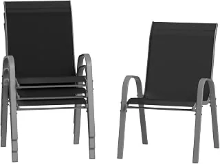 Amopatio Stapelstühle 4er Set Hochlehner Textilene