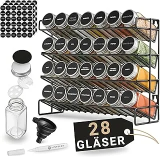 LINFELDT Gewürzregal 28 Gläser mit Stickern