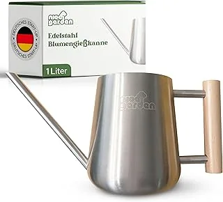 Nicegarden Edelstahl-Gießkanne 1L mit Holzgriff