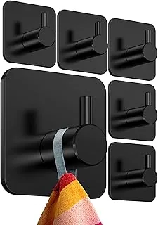 4smile Klebehaken 6er-Set Edelstahl schwarz