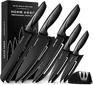 Home Hero 11-tlg. Messerset Edelstahl schwarz mit Schärfer
