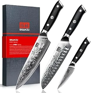 SHAN ZU Damastmesser Set 3-teilig PRO G10-Griff