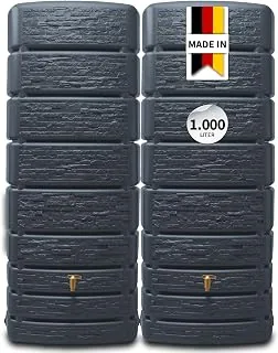 4rain Slim Stone Decor Regentonne Set 1000 L Graphitgrau