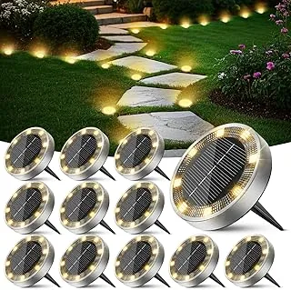 Peasur Solar-Bodenleuchten 12er-Set, 8 LEDs warmweiß