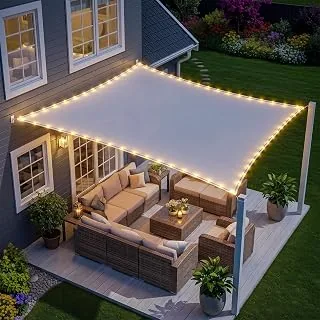 ABIUBIU Sonnensegel 3x4m mit Solar-LED-Lichterkette