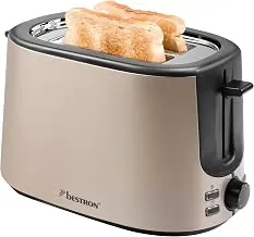 Bestron Toaster 2 Schlitze, 7 Bräunungsstufen, Hellbeige