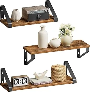 VASAGLE Schweberegal 3er Set rustikales Holz-Stahl